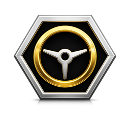 HeXA Rides official logo — silver hexagon with gold ring and steering wheel