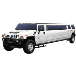 White Hummer H2 stretch limousine 16-pax — available in black 18-pax and pink — HeXA Rides
